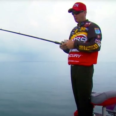 Kevin VanDam fishing off the edge of his boat