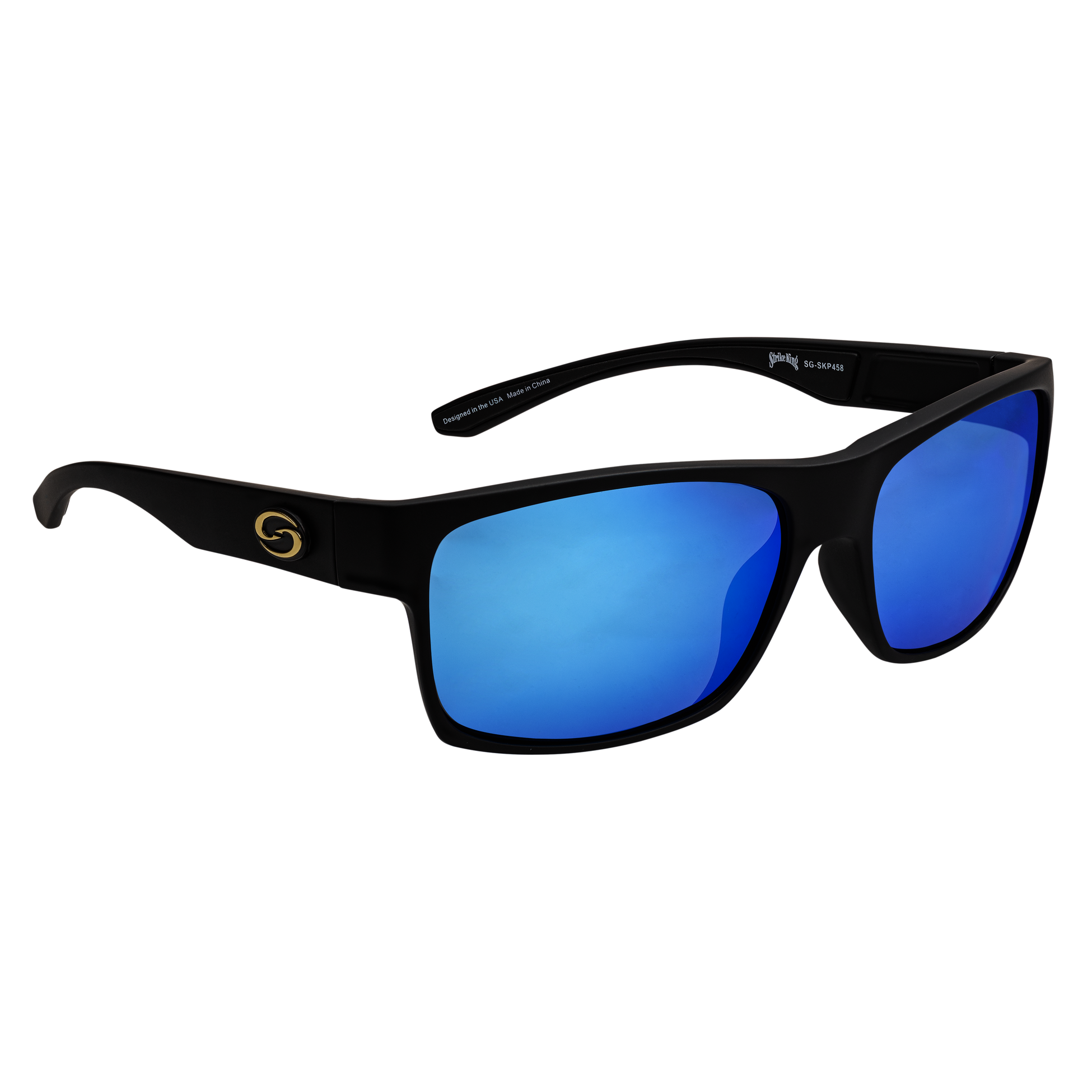 Strike King S11 Brazos Polarized Sunglasses - Matte Black Frame, Blue Mirror Lens, UVA/UVB Protection, For Fishing & Boating - View #8